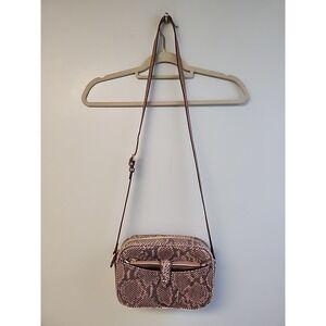 GILL Snakeskin Crossbody Bag Genuine Leather‎ Gold Tone Glitter Adjustable Strap